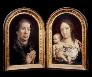 Diptych Carondelet: on the left portrait of the patron Jean Carondelet, on the right the Virgin and the Child