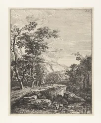 Landscape with Woman Riding a Mule along the Aqua Negro between Bologna and Florence, Italian Landscapes (series title)