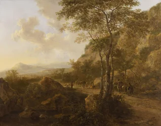 Mountain Landscape with Muleteers on a Track