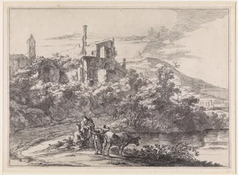 Two cows by the water near Tivoli