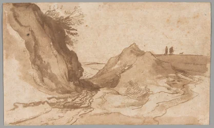 A Hilly Landscape with Figures Near a Ravine