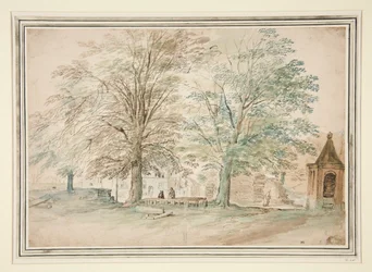 Village Meeting Place Under Two Old Trees