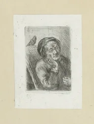 Sleeping Old Man with Bird (The Compleat Work of Etchings by John Chalon)