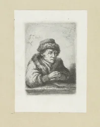 Adult Man at a Table, in Fur Coat (The Compleat Work of Etchings by John Chalon)
