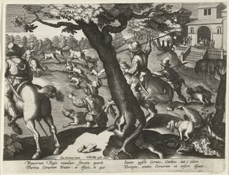 Deer Hunt with Dogs (series: Hunting Scenes, Venationes Ferarum, auium, piscium pvgnae Bestiariorum)