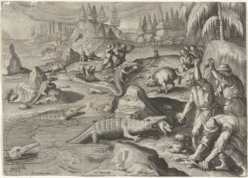 Crocodile Hunt (series title: Hunting Scenes, Venationes Ferarum, Auium, Piscium Pvgnae Bestiariorum)