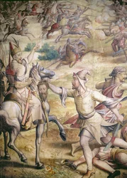 Campaign of Emperor Charles V against the Turks at Tunis in 1535: the Capture of Goletta (detail of a foot soldier holding a disembodied head)