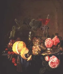 Still Life of Fruit and Flowers