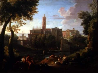 Landscape with Figures Near a Town (pair of 81825)
