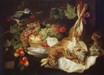 Hare, Fruit, and Parrot