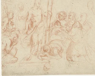 Christ with the Cross, Surrounded by Kneeling Figures