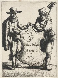Elegant Man and a Chimney Sweep by a Coat of Arms