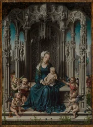Enthroned Mary with the Child and Music-Making Angels