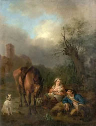 Landscape with Figures, a Horse and a Dog