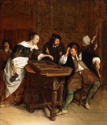 Gentlefolk Playing Backgammon in an Interior