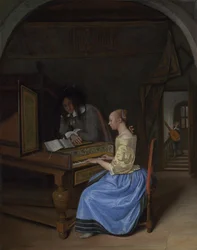 A Young Woman playing a Harpsichord
