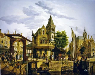 A Dutch Street Scene Along a Canal