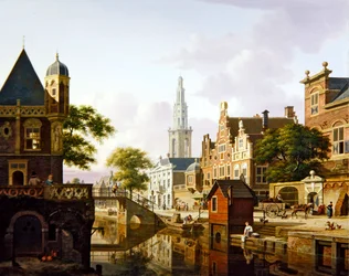 A Dutch town along a canal