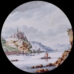 A View Along the Rhine with the Village St. Goar and Castle Rheinfels