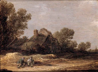 Peasants Resting on a Track by a Farm - a Fragment