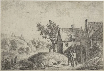 Two Men with a Dog in a Landscape