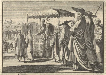 Christian IV, King of Denmark, Dressed as a Pope, Imitating a Procession with His Courtiers, 1596