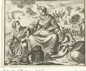 Health (Sanitas) Flanked by a Sick Woman and a Woman Picking Herbs