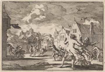 Villagers Near Luchow Castle in Lüneburg Overwhelmed by a Whirlwind, 1671