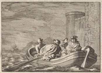 King James II Flees by Night in a Rowboat, 1688