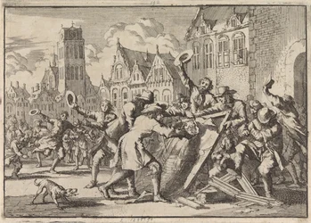 Riot in Dordrecht where a Portrait of Cornelis de Witt is Destroyed by the People, 1672