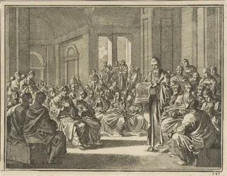 Reading of an epistle before a large multitude of Christians