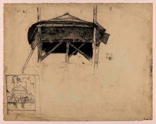 Study of a Haystack, Bottom Left: Sketch of a Horse in Front of a Haystack