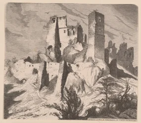 Ruins of the Castle in Odrzykoń, 1865 - Woodcut after a Drawing by Jan Matejko