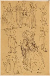 Skarbczyk. Twelve People: Women, Men, Children, Peasants, Muscovites, Seated Lady, from the 16th and 17th Century