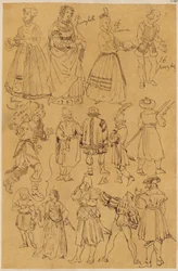 Skarbczyk. Diverse People in 16th Century Attire (14 in Full Figure)
