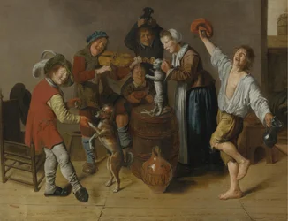 Merry Company Playing Music and Dancing in an Interior