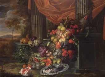 Still Life of Fruit in a Landscape Setting