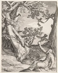 Elijah in the Wilderness Fed by Ravens