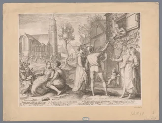 Young couples having fun and dancing, 1596