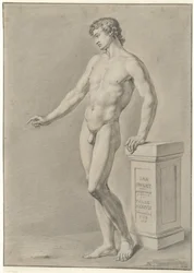 Standing Male Nude by a Column