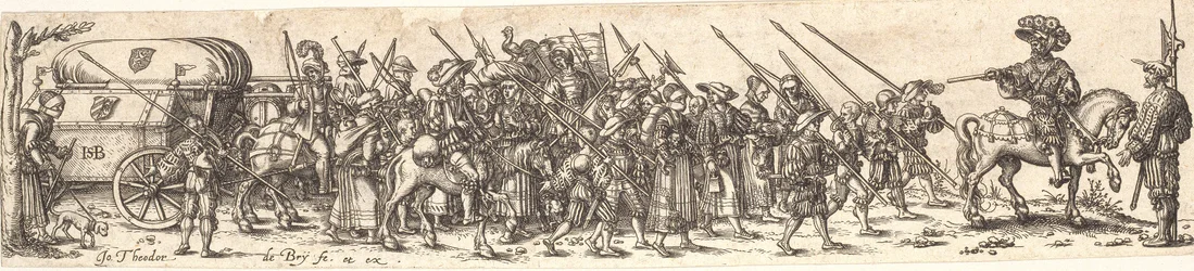 Troops of Soldiers, Foremost an Officer on Horseback