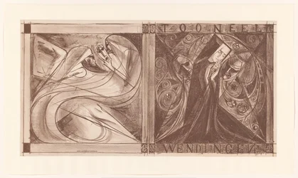 Cover for Wendingen with a Nun with Flowers and Two Spirits, One Holding a Mask