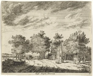 Landscape Halfway Overveen Half wegen Overveen (title on object) Landscapes of the Surroundings of Haarlem (series title) Views Outside Haarlem, Done by J.V.V. (series title on object)