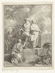 Allegorical Title Page with Patriarch Abraham and Truth (Title Page for: Arnold Hoogvliet, Abraham the Patriarch, in XII Books, 1728)
