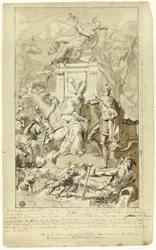 Design for Title Page: Allegory of the Submission of the City of Utrecht to Emperor Charles V