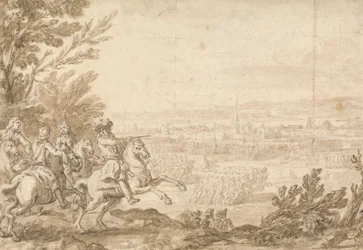 Commander with Aides on Horseback Directing a Battle