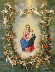 The Virgin and Child encircled by a garland of flowers held aloft by cherubs, c.1624
