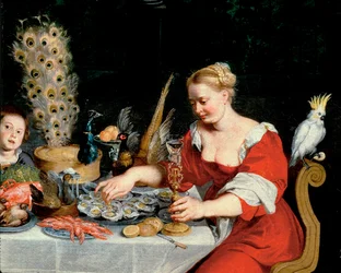 Woman eating oysters (detail)