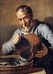Water and Old Age: Fishmonger with Bucket and Tub of Fish