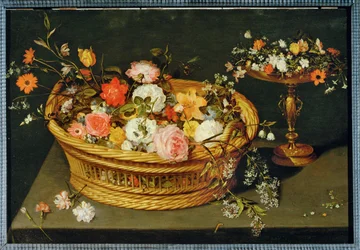 A Basket with Flowers and a Gilt Silver Cup